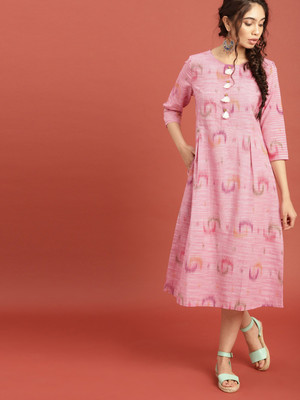 taavi women striped straight kurta pink 