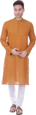 Rajubhai Hargovindas Men Self Design Straight Kurta(Dark Green)