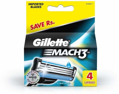Gillette Mach 3 Manual Shaving Razor Blades (Cartridge) 4s pack(Pack of 4)