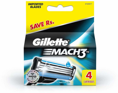 Gillette Mach 3 4 Cartridge(Pack of 4)