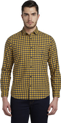 COLORPLUS Men Checkered Casual Yellow Shirt