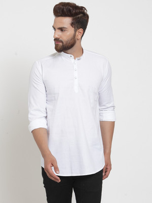 A-Okay Men Solid Straight Kurta(White)