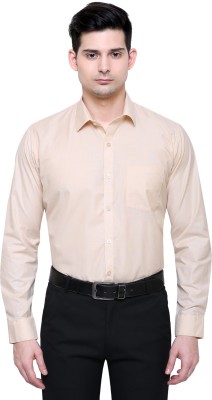 Finder Zone Men Self Design Formal Beige Shirt