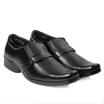 BXXY Bxxy Men's Faux Leather Office Wear Moccasin Formal Slip-on Shoes Slip On For Men(Black)