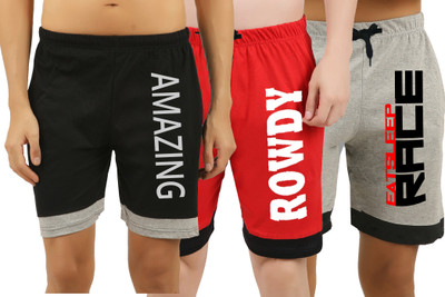 HOTFITS Printed Men Multicolor Basic Shorts