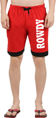 HOTFITS Graphic Print Men Red Basic Shorts