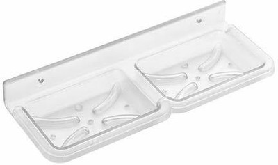 HOUZIE Unbreakable Plastic Double Soap Dish of ABS Plastic(Clear)