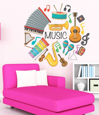 Littlebuds 60 cm Music Instruments Removable Sticker(Pack of 1)