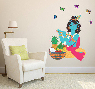 Wallzone 60 cm Krishnar Removable Sticker(Pack of 1)