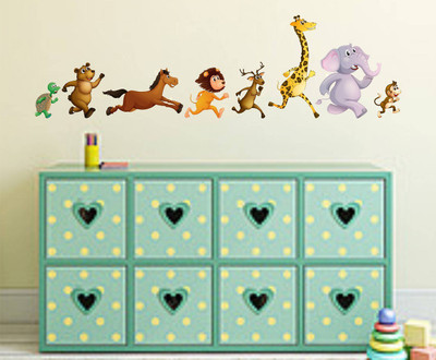 Wallzone 150 cm Jungle Animals Removable Sticker(Pack of 1)