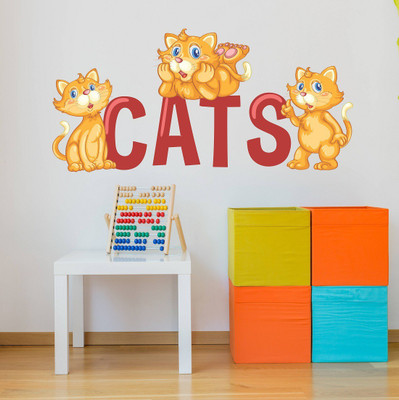 Wallzone 80 cm Cats Removable Sticker(Pack of 1)