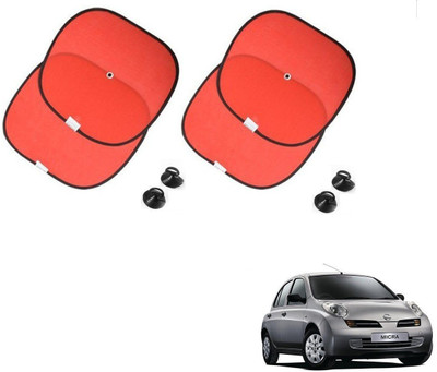 AuTO ADDiCT Side Window Sun Shade For Nissan Micra(Red)