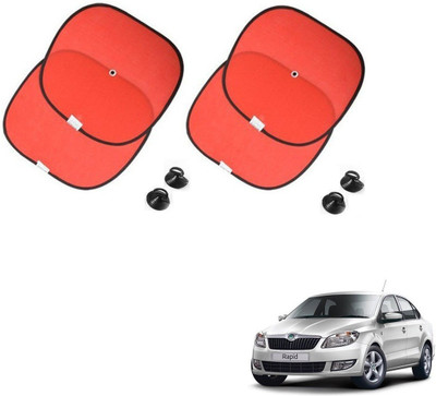 AuTO ADDiCT Side Window Sun Shade For Skoda Rapid(Red)