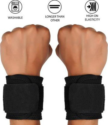 GymWar WRIST SUPPORT Weight Lifting Wrist Strap ( Pair) Wrist Support(Black)