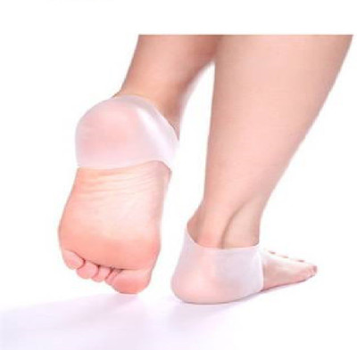 H D Enterprise Anti heel crack set socks pain foot gel relief anti silicone moisturizing Heel Support(White)