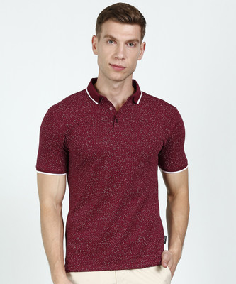 V DOT BY VAN HEUSEN Printed Men Polo Neck Maroon...