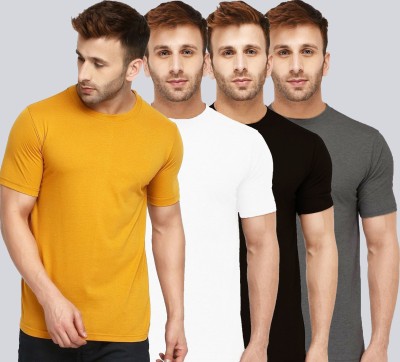 New Trends Collection Solid Men Round Neck White, Black, Grey, Yellow T-Shirt