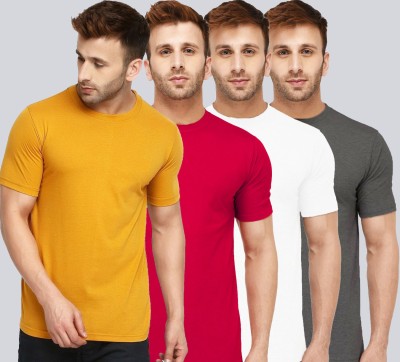 New Trends Collection Solid Men Round Neck Red, White, Grey, Yellow T-Shirt