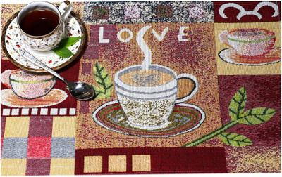 PRAKARTIK Rectangular Pack of 6 Table Placemat(Brown, White, Red, Cotton)