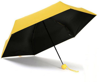 MEZIRE ®Ultra Mini UV Coated 4-Fold Travel Capsule Umbrella, 100 cm Sunflower Yellow Color Umbrella  (Yellow) Umbrella(Yellow)