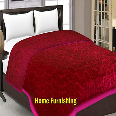 Elstone Home Geometric Double Mink Blanket for  AC Room(Polyester, Magenta)