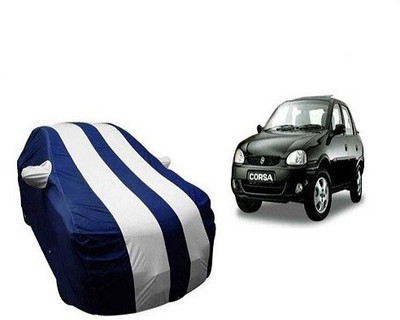 Frap Car Cover For Opel Corsa (With Mirror Pockets)(White, Blue)