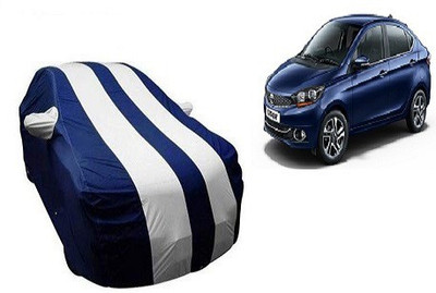 Frap Car Cover For Tata Tigor (With Mirror Pockets)(White, Blue)