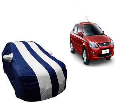 Frap Car Cover For Ford Ikon (With Mirror Pockets)(White, Blue)
