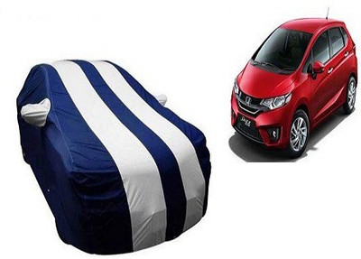 Frap Car Cover For Honda Jazz (With Mirror Pockets)(White, Blue)