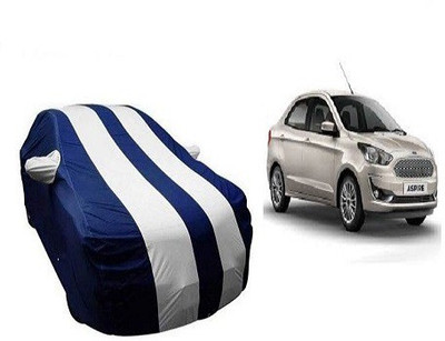 Frap Car Cover For Ford Aspire (With Mirror Pockets)(White, Blue)