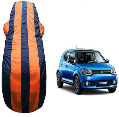 Frap Car Cover For Maruti Suzuki Ignis (With Mirror Pockets)(Orange, Blue)