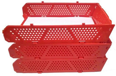 A-Mart™ 3 Compartments Plastic Desktop/Table Organizer Tray(Red)