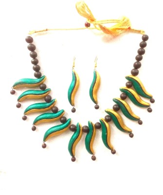 SUBHRA TEXTILE Terracotta Yellow, Green, Brown Jewellery Set(Pack of 1)