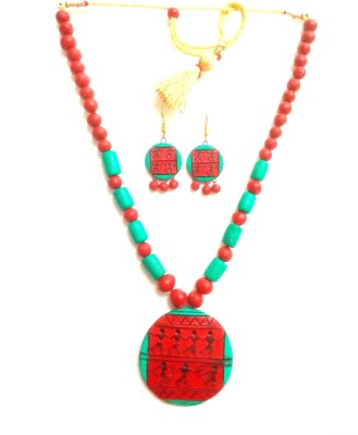 SUBHRA TEXTILE Terracotta Red, Green Jewellery Set(Pack of 1)