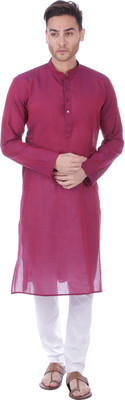 Rajubhai Hargovindas Men Self Design Straight Kurta(Purple)