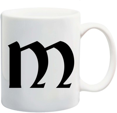 Bigmegamart M Letter Logo White Tea Coffee Ceramic Ceramic Coffee Mug(350 ml)