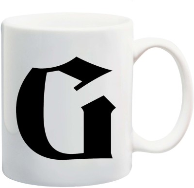 Bigmegamart G Letter Logo White Tea Coffee Ceramic Coffee Tea Cup Ceramic Coffee Mug(350 ml)