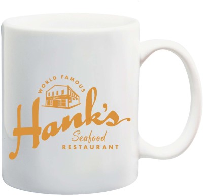 Bigmegamart Hanks Sea Food Restaurant White Tea Coffee Ceramic Ceramic Coffee Mug(350 ml)