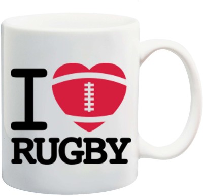 Bigmegamart I love Rugby White Tea Coffee Ceramic Coffee Tea Cup Ceramic Coffee Mug(350 ml)