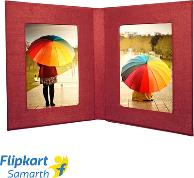Indha Craft Wood Wall Photo Frame(Red, 2 Photo(s), 3.0 X 5.0 inch)