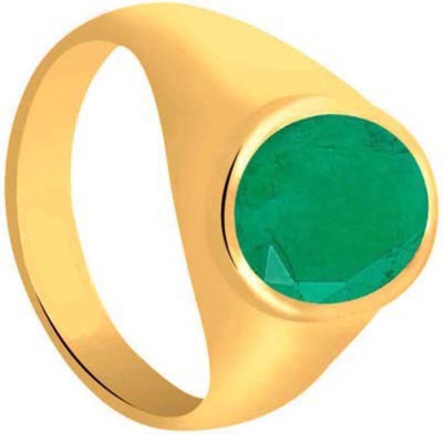 CLEAN GEMS Emerald Gemstone 4.25 Ratti,3.9 Carat for Male & Female Alloy Ring