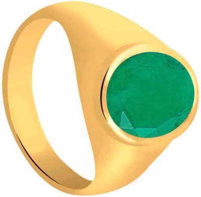 CLEAN GEMS Natural Emerald Gemstone 10.25 Ratti or 9.5 Carat Alloy Ring