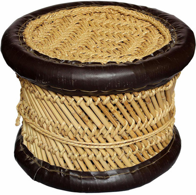 eGharonda Natural Cane Wood Muddi Outdoor & Cafeteria Stool(Black, Beige, Pre-assembled)