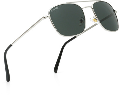 ROYAL SON Rectangular, Retro Square Sunglasses(For Men & Women, Green, Silver)