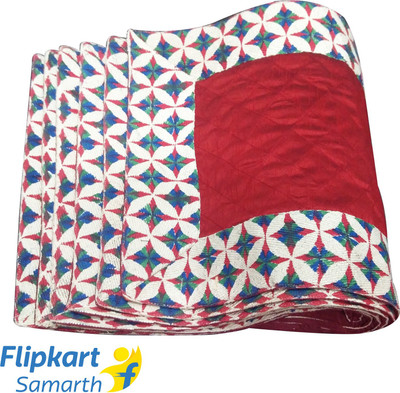 Indha Craft Rectangular Pack of 6 Table Placemat(Red, Polyester)