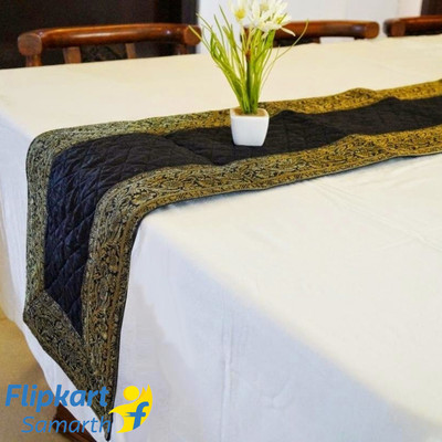 Indha Craft Black 182.9 cm Table Runner(Polyester)
