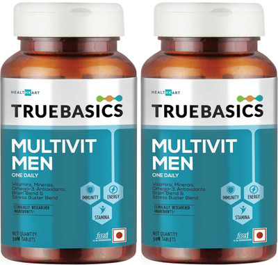 TRUEBASICS Multivit Men One Daily, Multivitamins, Multiminerals, Omega 3 (60 No)(2 x 15 Tablets)