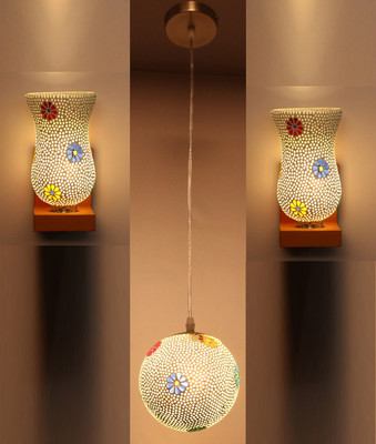 1st Time Combo Of 2 Wall Lamp & One Colorful Decorative Hanging Globe Pendant Lamp Ceiling Lamp(Multicolor)