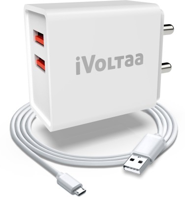 iVoltaa FuelPort 2.4 2.4 A Multiport Mobile Charger with Detachable Cable (White, Cable Included)