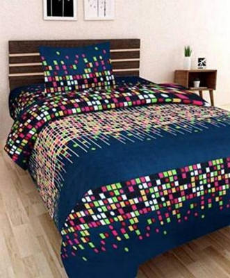 Gangoliya 3D 140 TC Microfiber Single 3D Printed Fitted & Flat Bedsheet(Pack of 1, Multicolor)